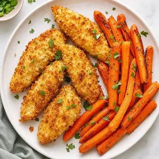 Baked Chicken Tenders and Roasted Carrots