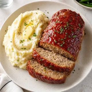 Baked Meatloaf with Mashed Potatoes