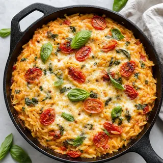 Baked Tomato Basil Orzo