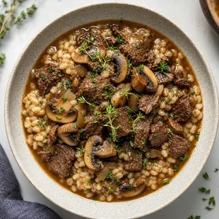 Beef and Mushroom Barley Bowl