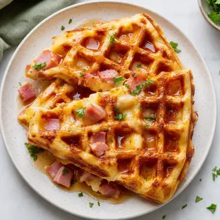 Belgian Waffle Ham and Cheese