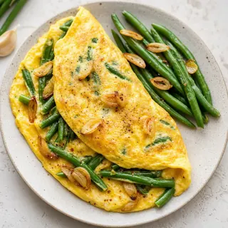 Caramelized Garlic and Green Bean Omelet