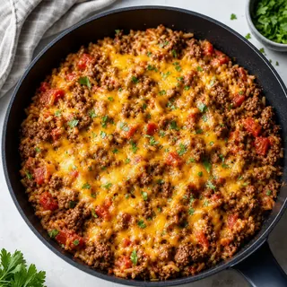 Cheesy Beef and Rice Skillet