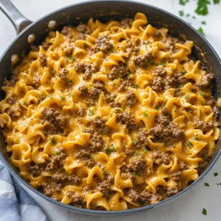 Cheesy Beef Noodle Skillet
