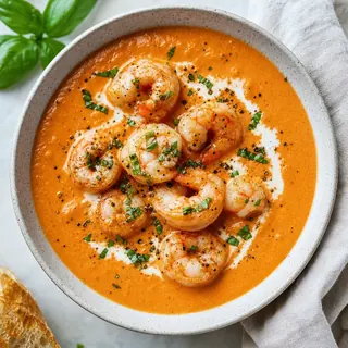 Creamy Tomato Soup with Shrimp