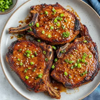 Crispy Pork Chops with Soy Glaze