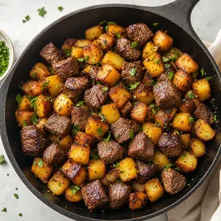 Crispy Potatoes and Steak Bites