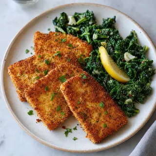 Crispy Tofu Cutlets with Greens