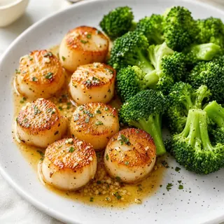 Garlic Butter Scallops and Broccoli