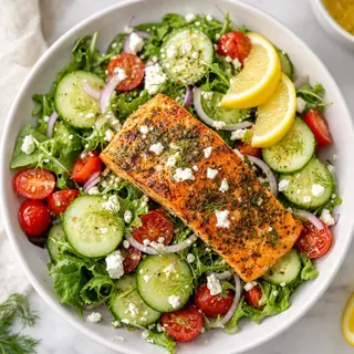 Grilled Salmon Salad with Lemon