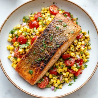 Grilled Salmon with Corn Salad
