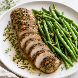 Herb Crusted Pork Tenderloin with Green Beans