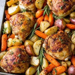 Herb Roasted Chicken Thighs and Root Vegetables
