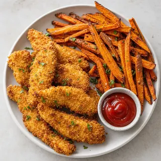 Homemade Chicken Tenders with Sweet Potato Fries