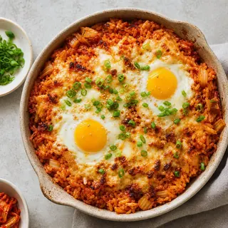 Kimchi Fried Rice Bake
