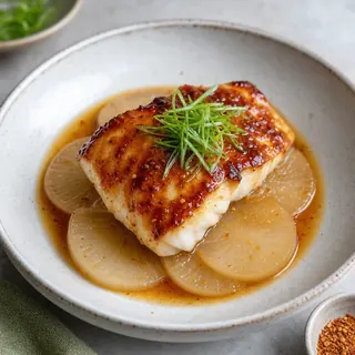 Miso Glazed Cod with Daikon