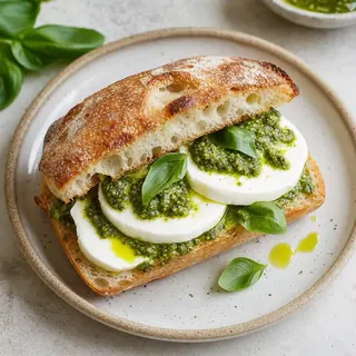 Mozzarella and Pesto Sandwich