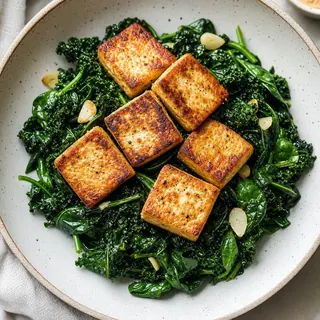 Pan Fried Tofu with Greens