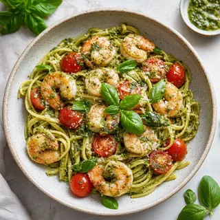 Pesto Shrimp Linguine