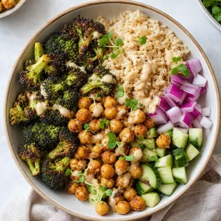 Roasted Broccoli and Chickpea Buddha Bowl