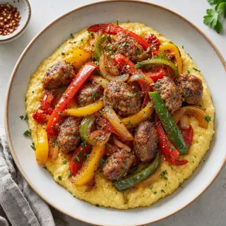 Sausage and Peppers with Polenta