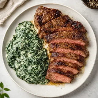 Seared Steak with Creamed Spinach