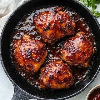 Skillet BBQ Chicken Thighs