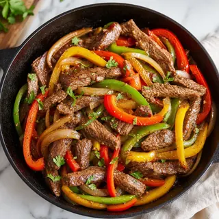 Skillet Beef Sirloin with Bell Peppers