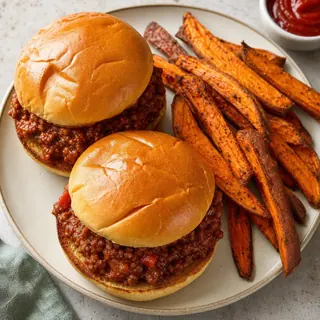 Sloppy Joes with Sweet Potato Fries