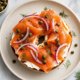Smoked Salmon and Cream Cheese Bagel