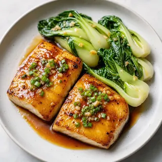 Soy Glazed Halibut with Bok Choy