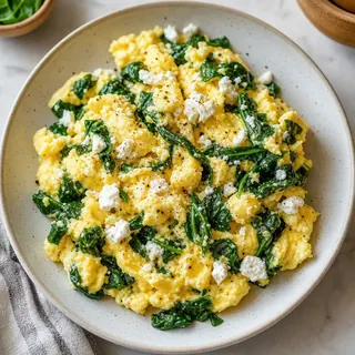 Spinach Feta Egg Scramble
