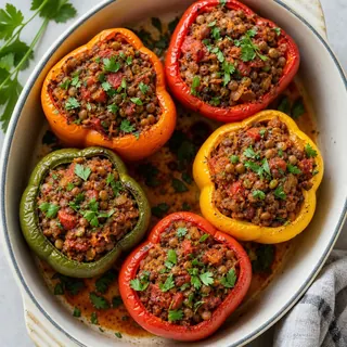 Stuffed Bell Peppers with Lentils