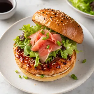 Teriyaki Glazed Salmon Burger