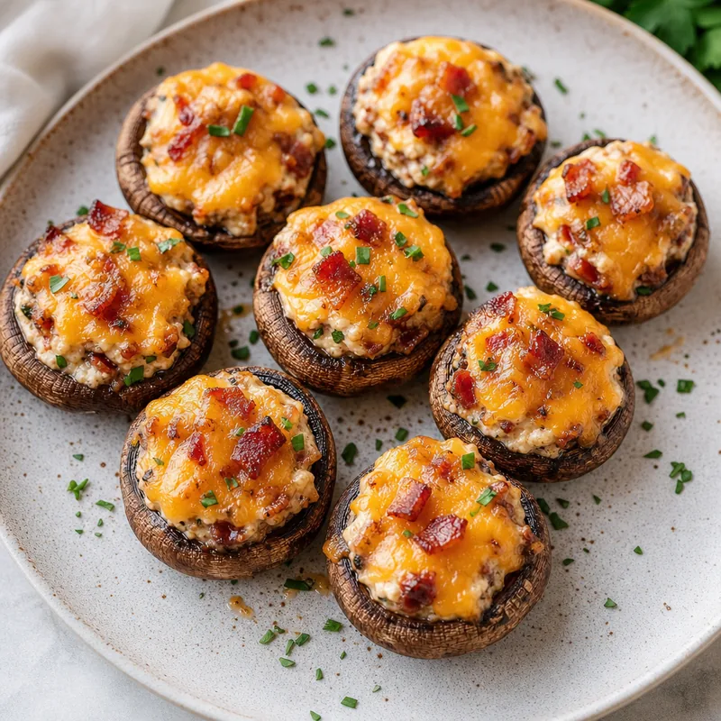 Bacon and Cheddar Stuffed Mushrooms