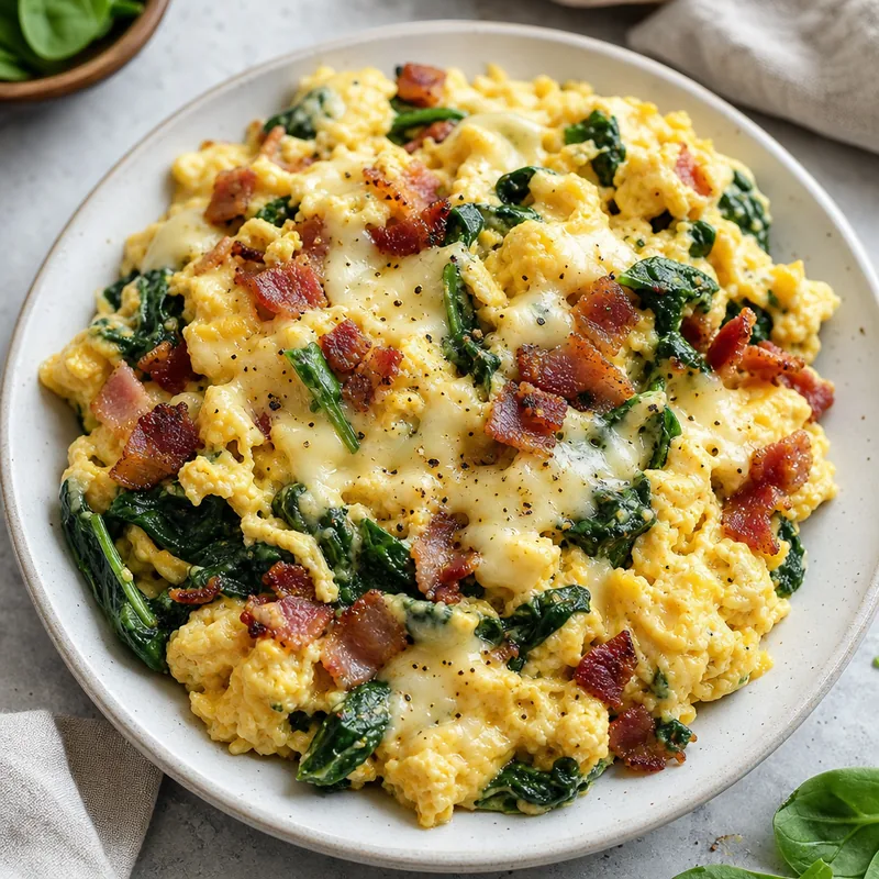 Bacon Spinach Egg Scramble