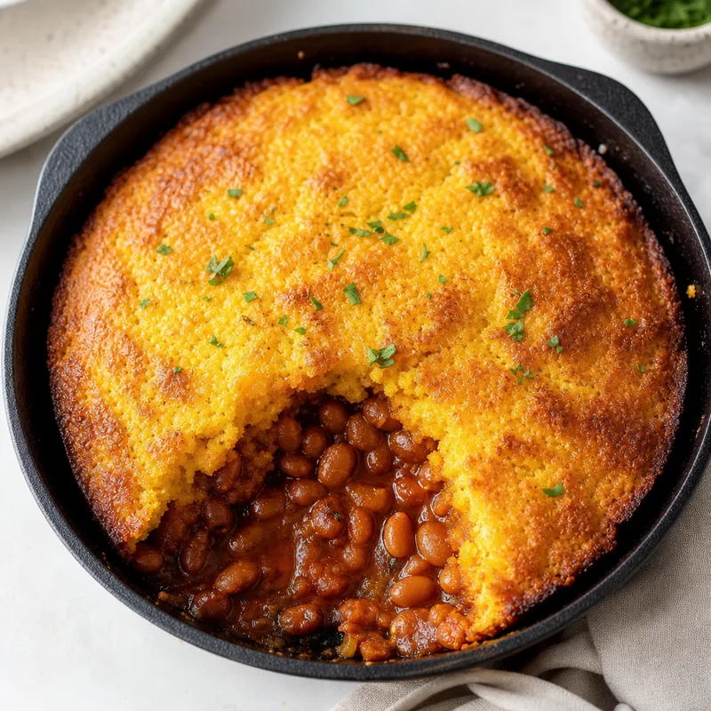 Baked Beans and Cheese Cornbread Skillet