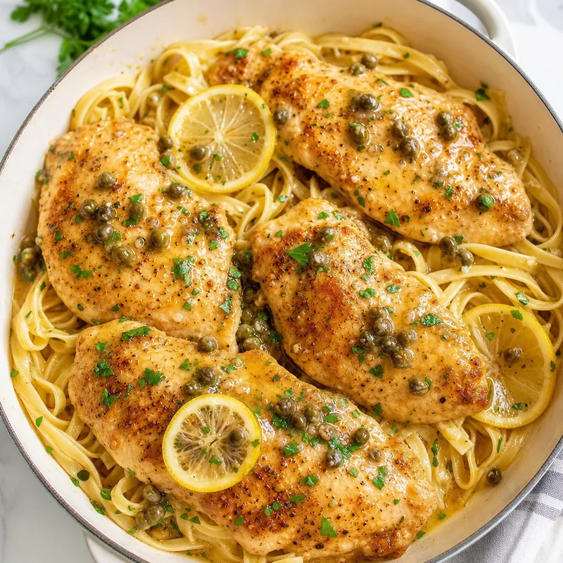 Baked Chicken Piccata with Pasta