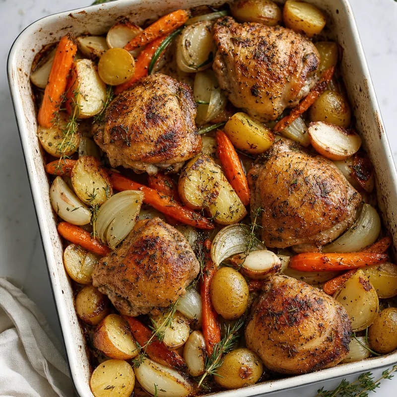 Baked Chicken Thighs and Root Vegetables