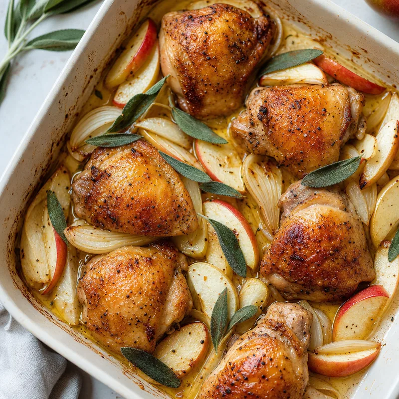 Baked Chicken Thighs with Sage and Apple