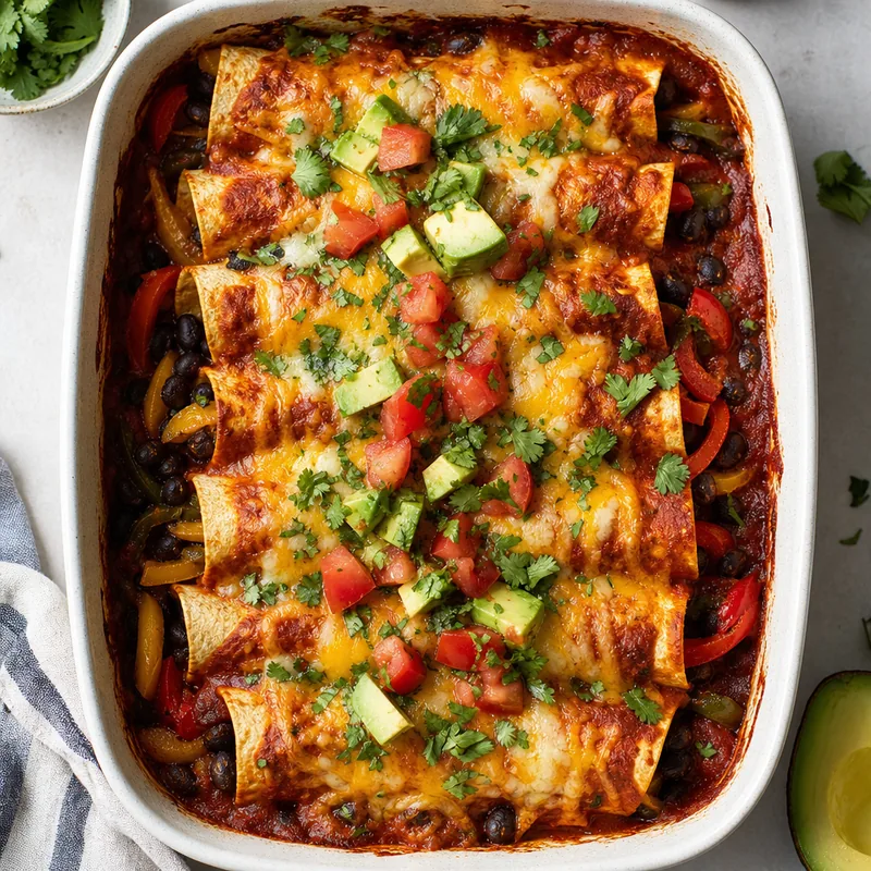 Bean and Vegetable Enchilada Bake