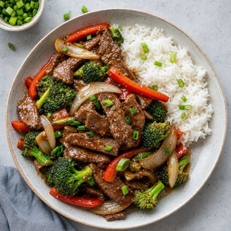 Beef and Vegetable Stir-Fry with Rice