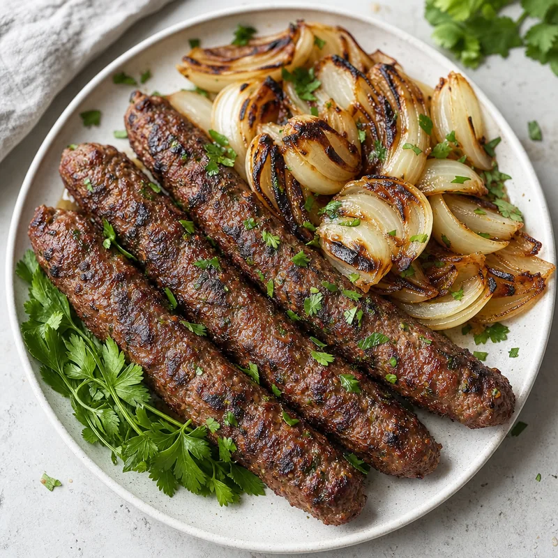 Beef Kofta Kebabs with Charred Onions
