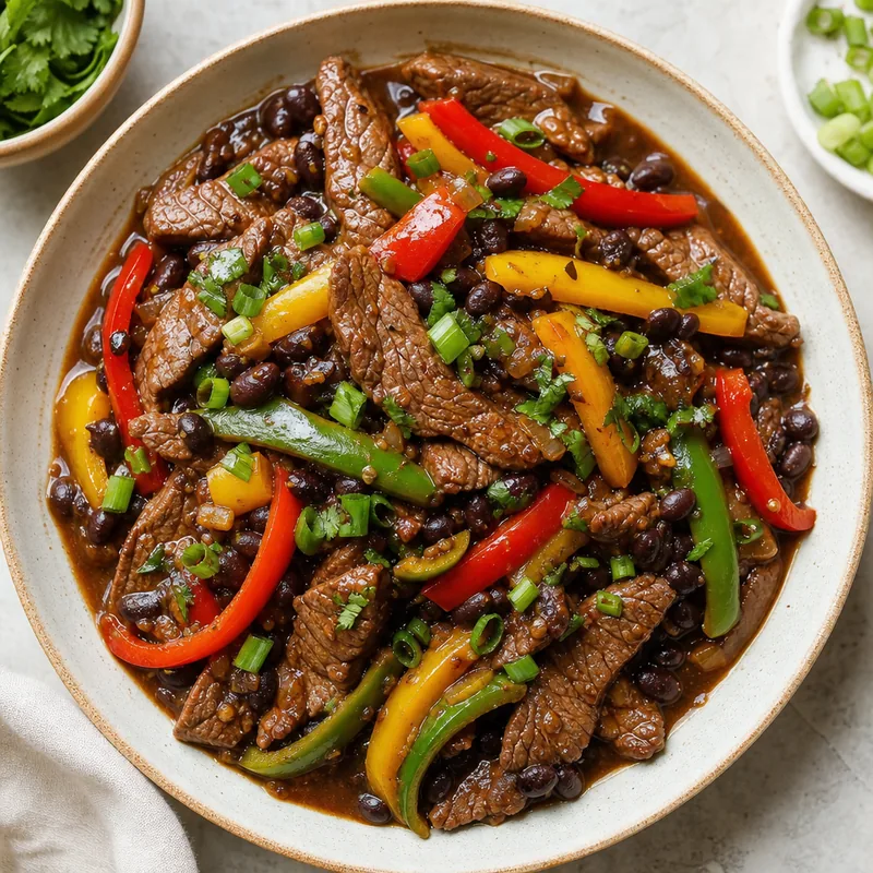 Beef with Peppers and Black Beans