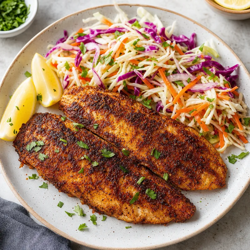 Blackened Tilapia with Slaw