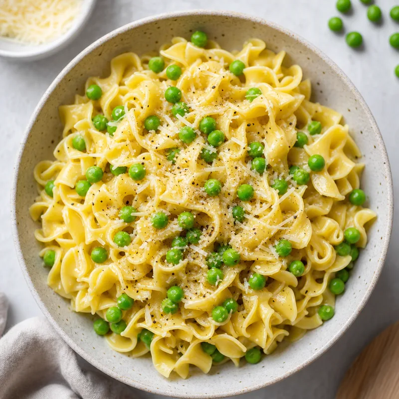 Buttered Egg Noodles with Peas