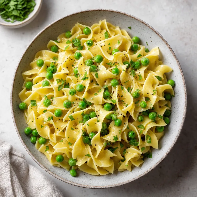 Buttery Egg Noodles with Peas