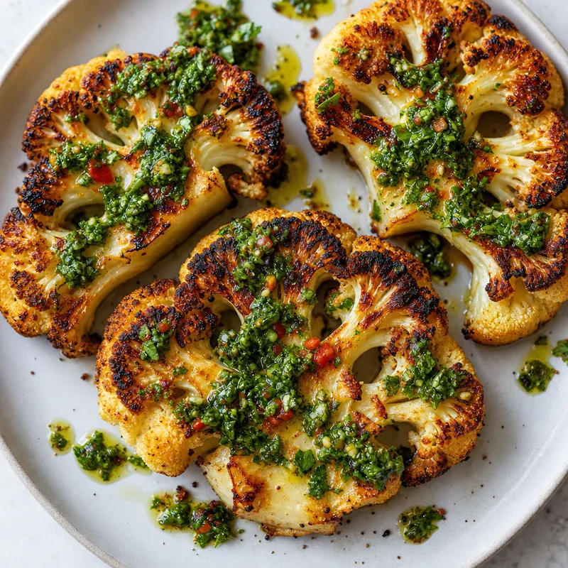 Charred Cauliflower Steaks with Chimichurri