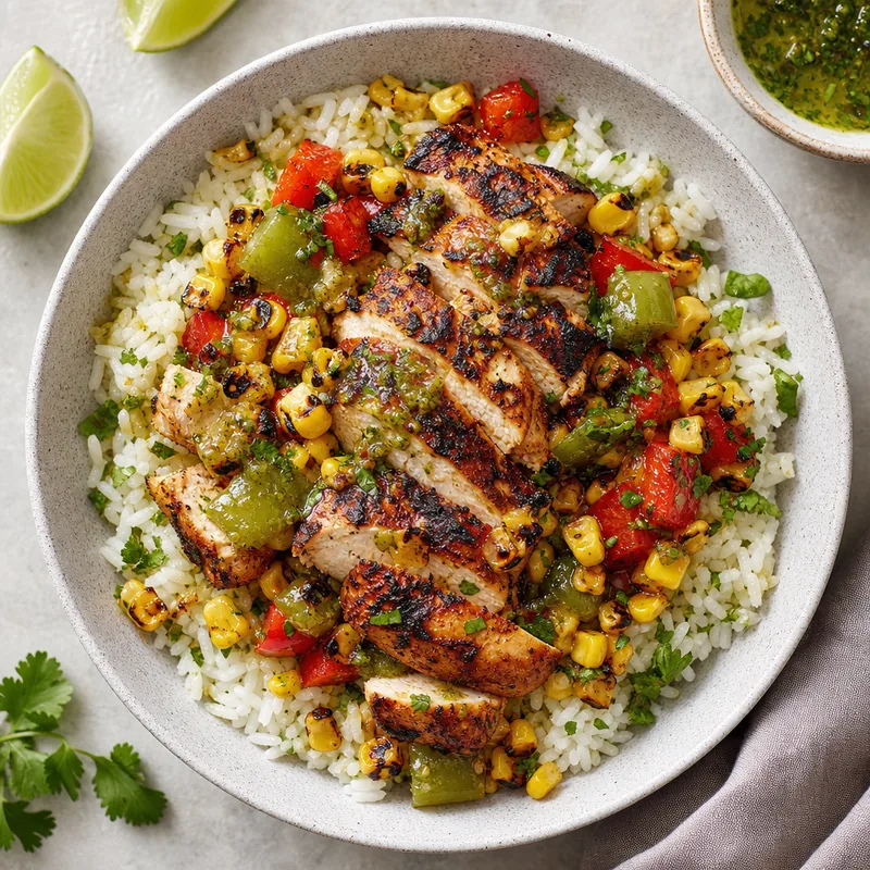 Charred Chicken and Corn Rice