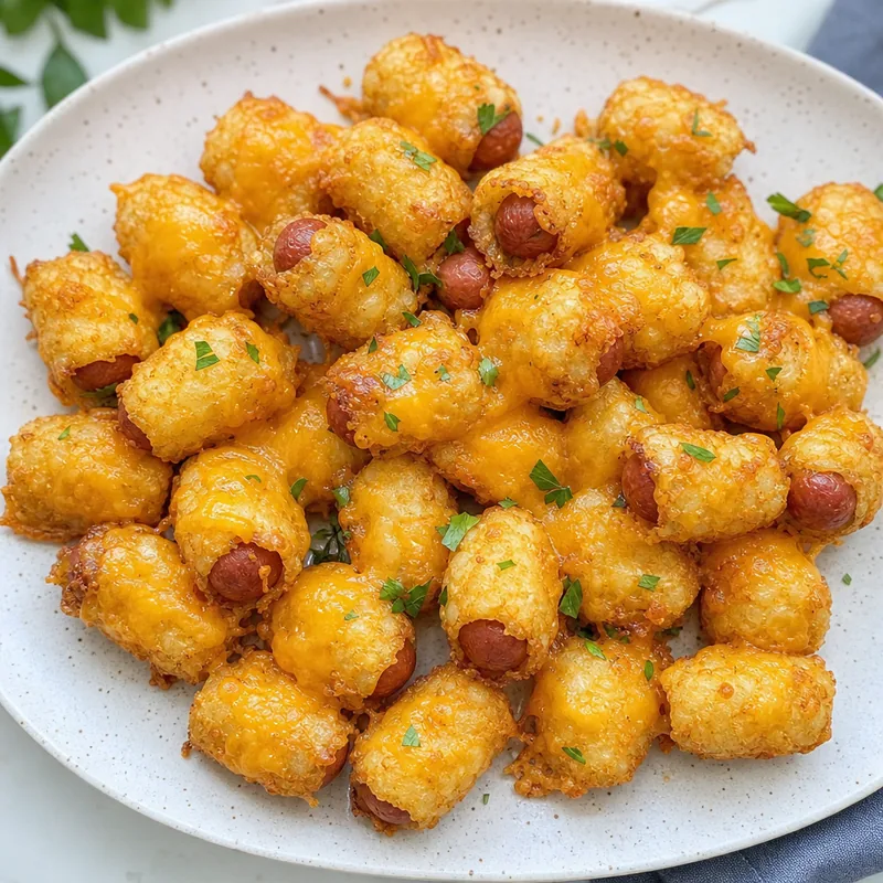 Cheesy Baked Hot Dog Tots